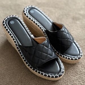 Women's Quilted Platform Espadrilles Wedge Sandals